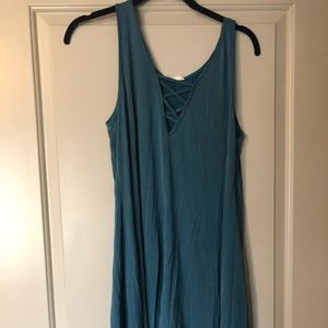 Blue Tank Dress with Cross Front - Size Large